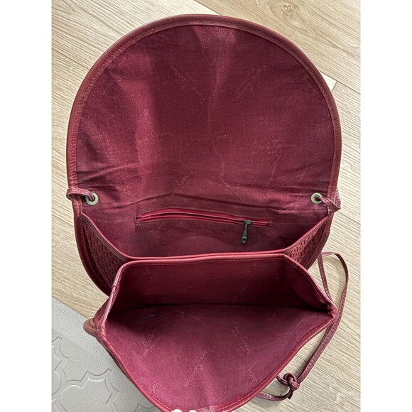Pierre Cardin Burgundy Wine Leather & Suede Crossbody Bag Vintage Flap Style - Picture 6 of 7